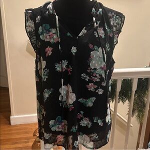 Floral Black Sleeveless Top